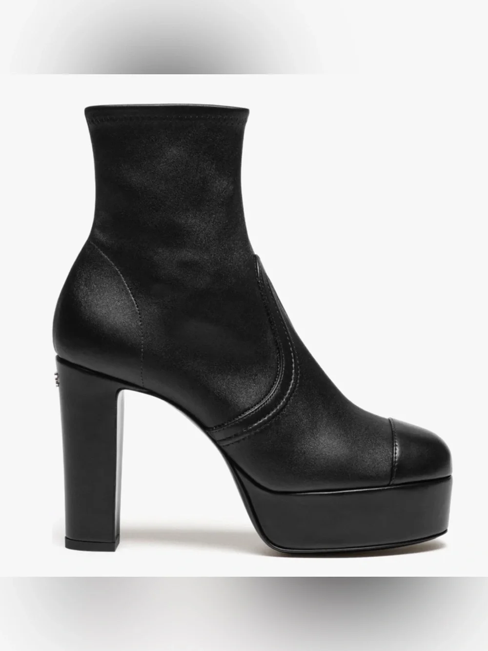 CHANEL CC Interlocking Stretch Lambskin Platform Boots 37.5